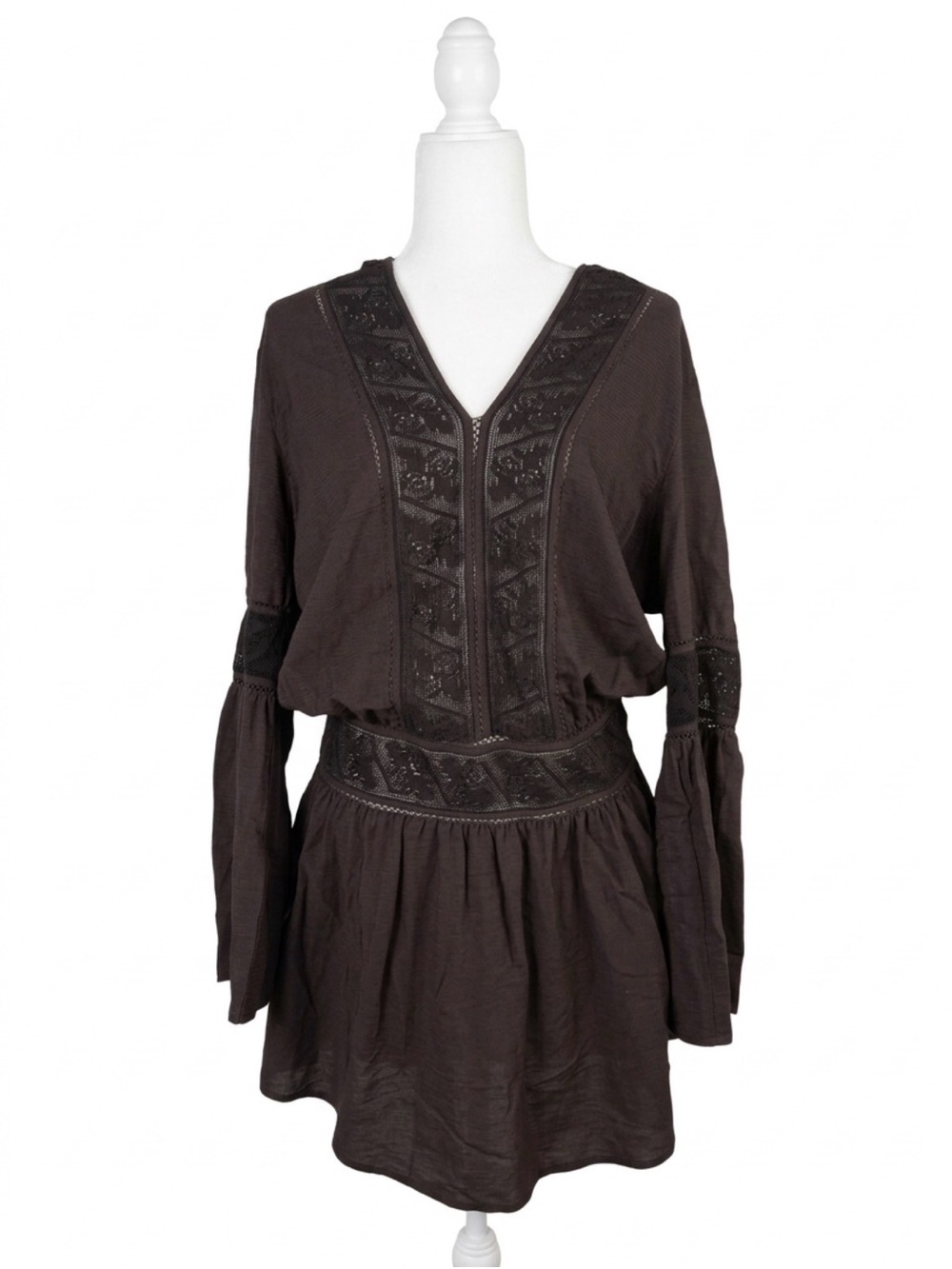 Cotelac Autumn/Fall 2015 Wool/silk V-Neck Embroidered Long-Sleeve Dress 2
